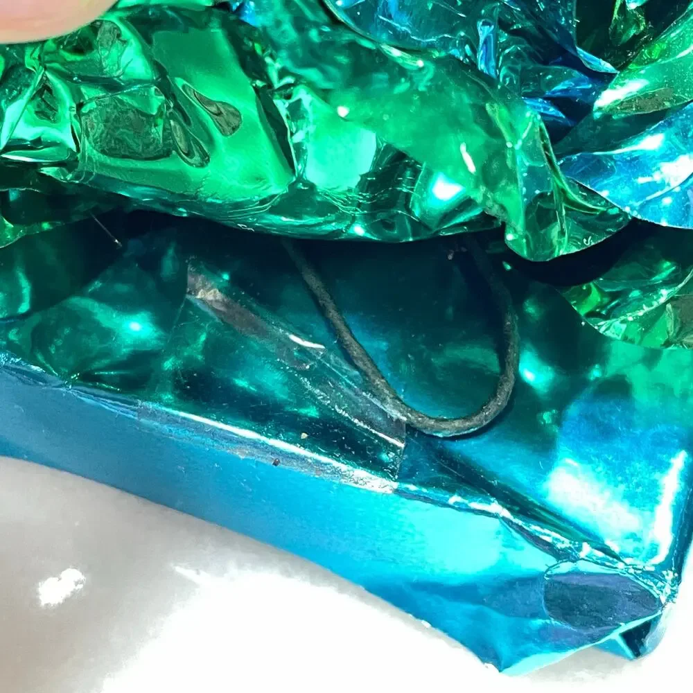 Vintage Metallic Foil Gift Bow Alexandra de Markoff EMPTY Teal Small Powder Size